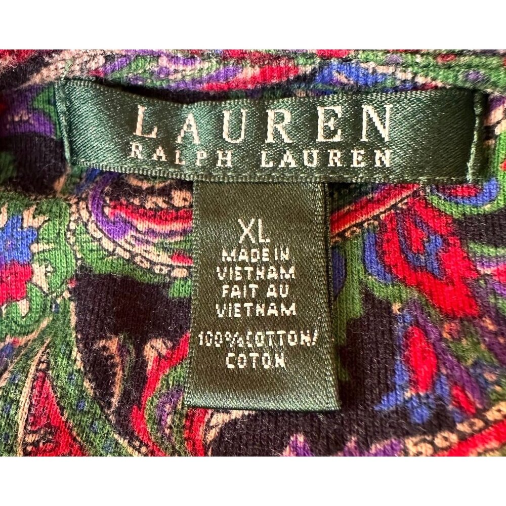 VTG Lauren Ralph Lauren Long Sleeve Top XL Pullover Paisley Preppy Cotto… - Picture 12 of 12